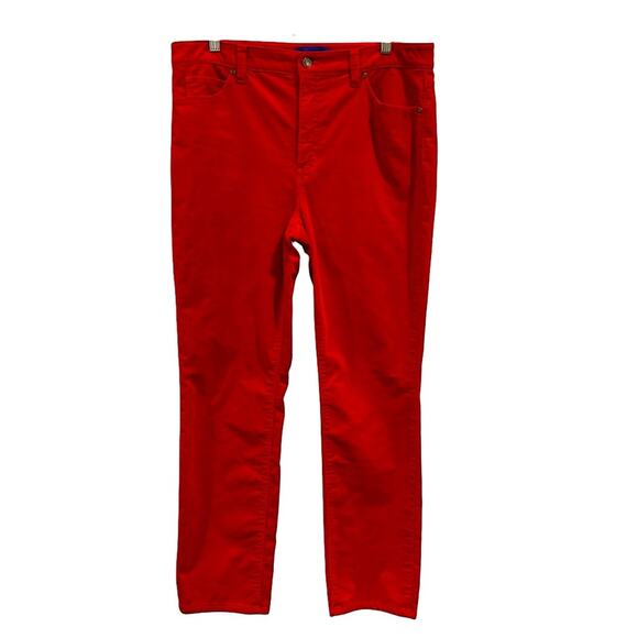 TALBOTS High-Waisted Straight-Leg Apple Red Corduroy Pants, Size 12P - Picture 1 of 10